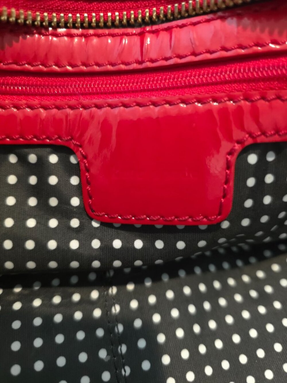 Kate Spade NYC STEVIE Red Nylon Tote Diaper Bag w/ Patent Leather Trim - Picture 8 of 12